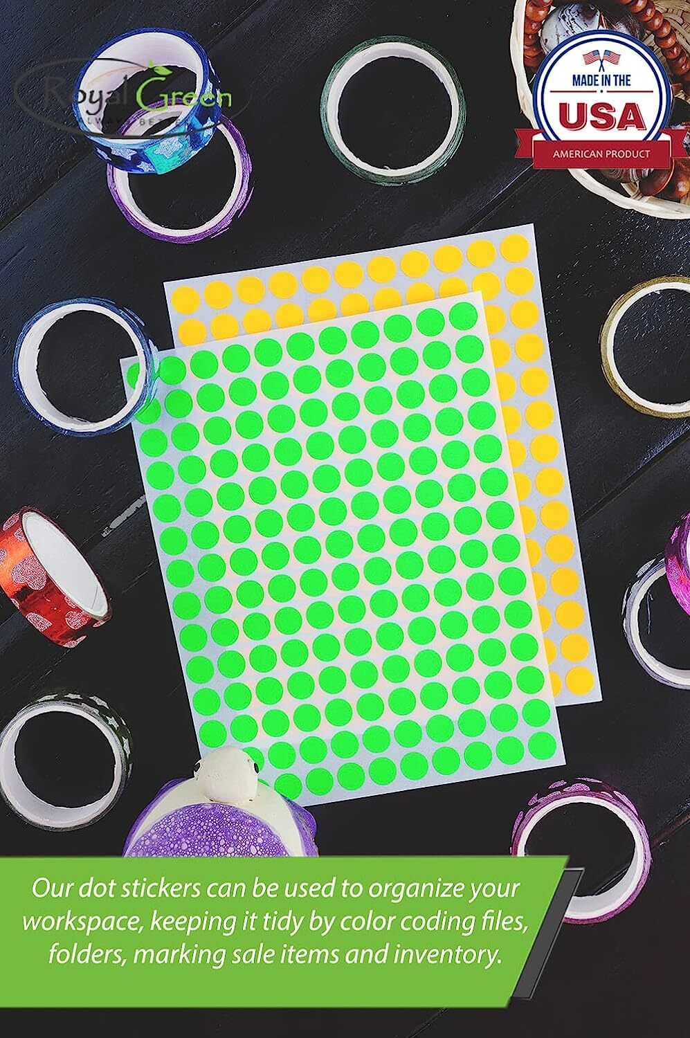 Round Dots Circle Stickers 3/8 0.375 inch 10 mm Color Coded Sticky Label