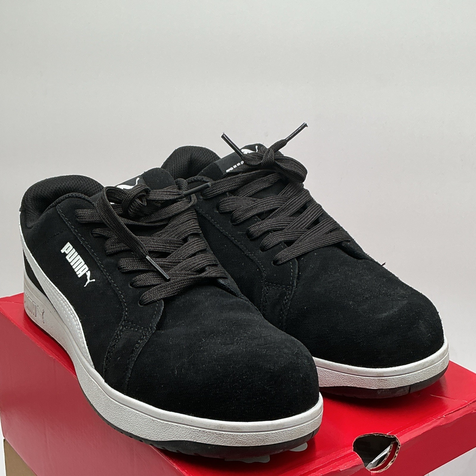 Puma Iconic Men’s US 9.5 M Black White Suede Composite Toe Work Shoes Ebay4685