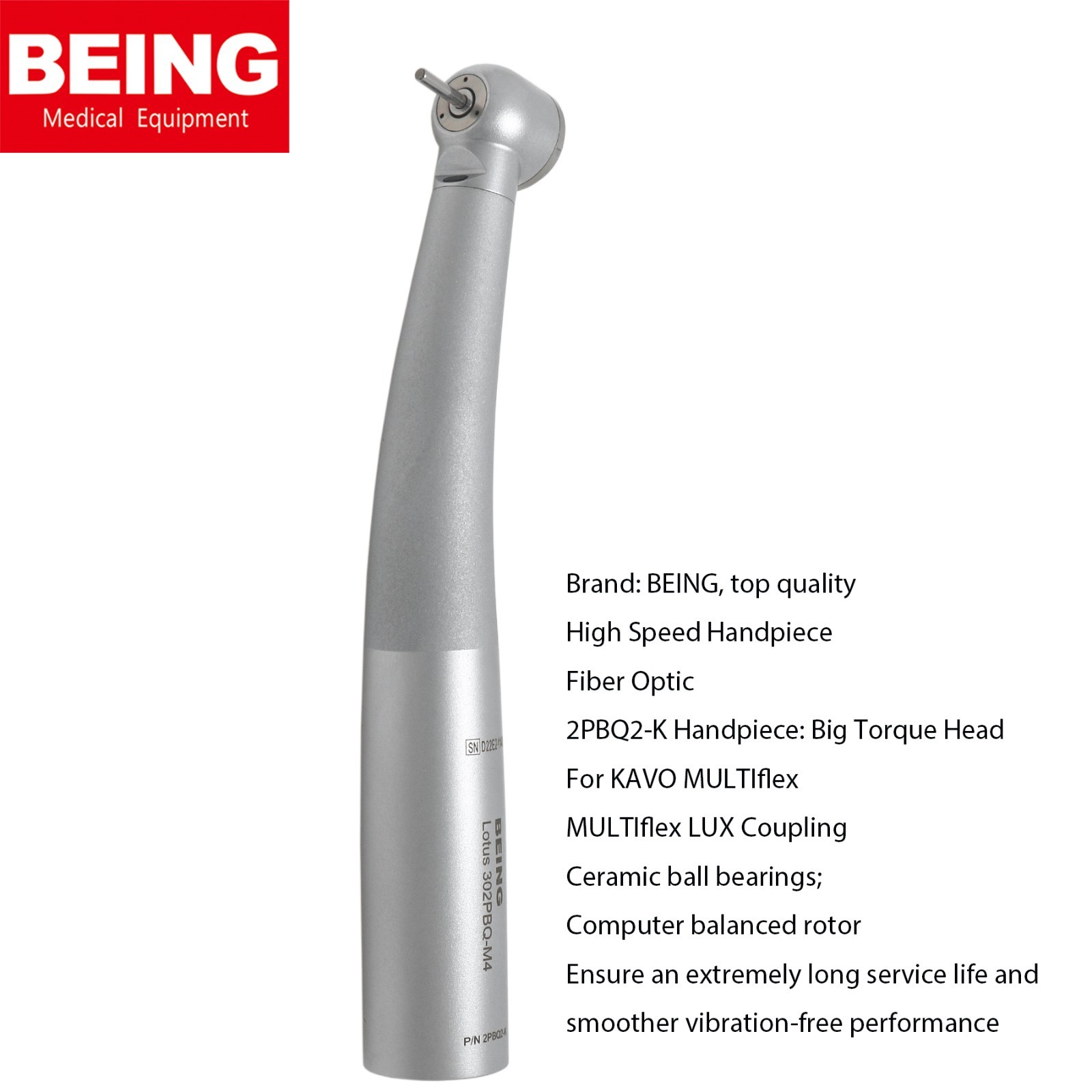 US BEING Dental Fiber Optic High Speed Handpiece For Kavo NSK Coupler 4/6 Holes