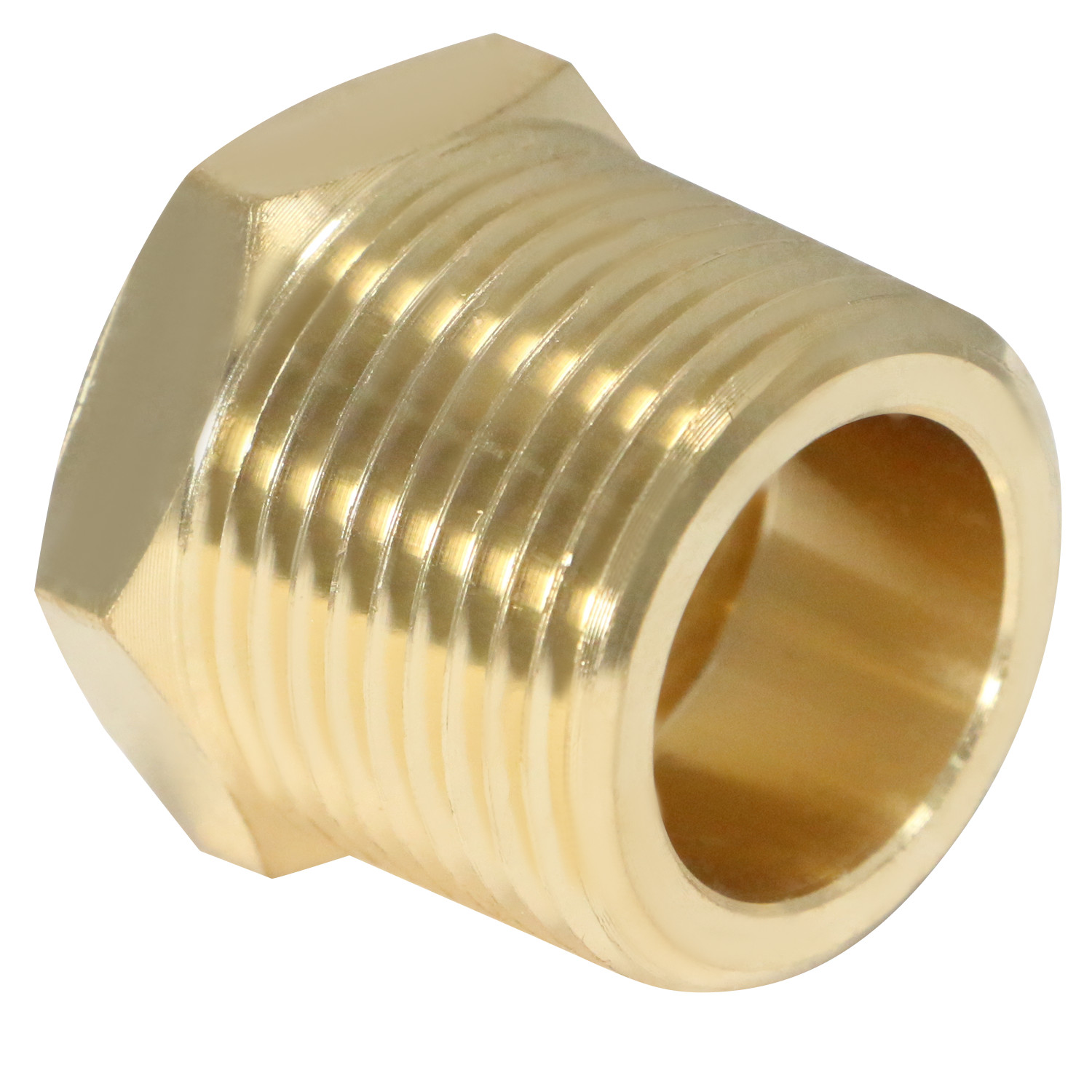 1) 3/4″ MALE X FEMALE 1/2″ NPT PIPE THREAD HEX REDUCER BUSHING – LEAD FREE BRASS