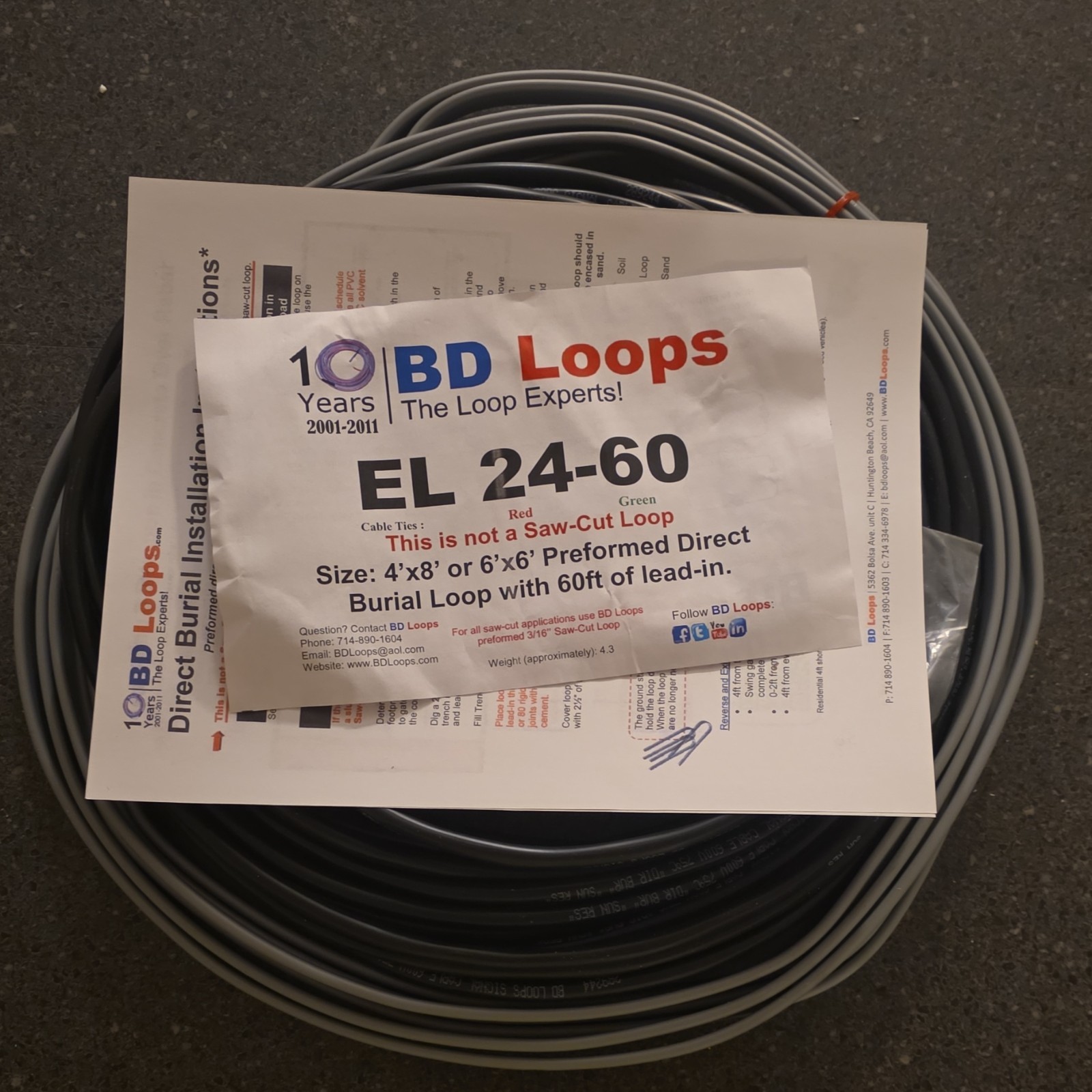 BD Loops EL 24-60 Direct Burial Loop 60 ft Lead-In Copper Sun Resistant