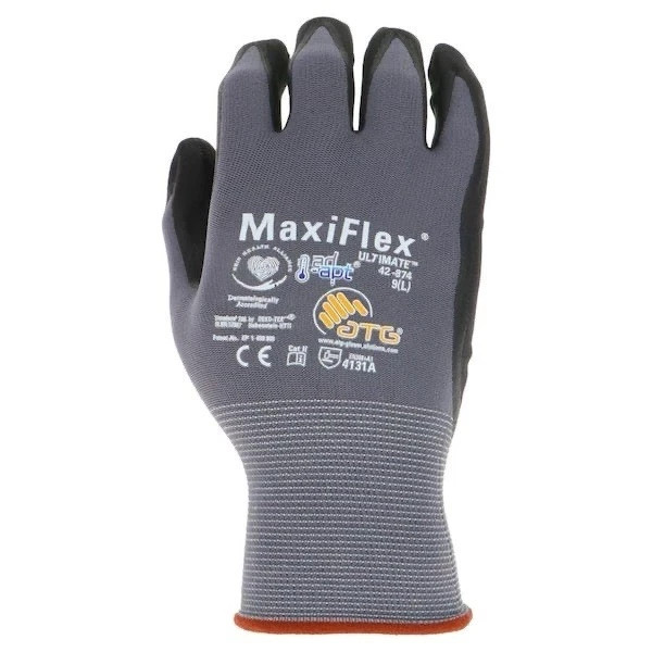 Large 34-874 MaxiFlex Ultimate Micro Foam PROTECTIVE WORK GLOVES – 12 Pack