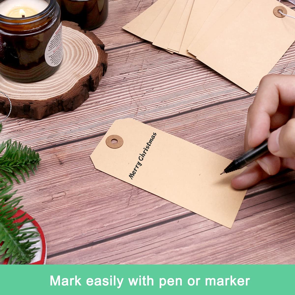 60 PCS Manila Shipping Tags Blank Strung Cardstock Paper Tags 4.75×2.375 Inch