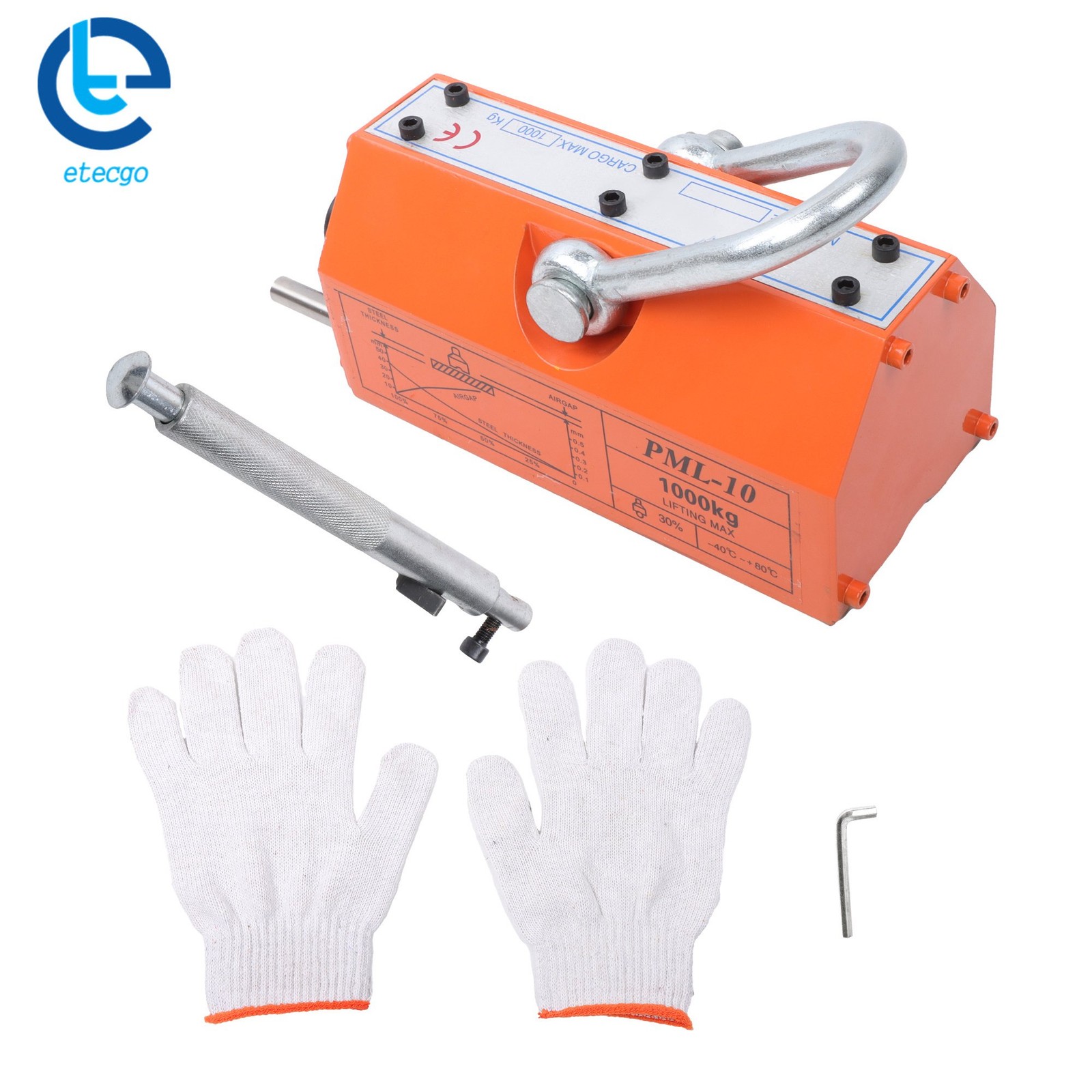 2200Lbs/1000kg Neodymium Hoist Magnetic Lifter Lifting Magnet 2 Safety Factor