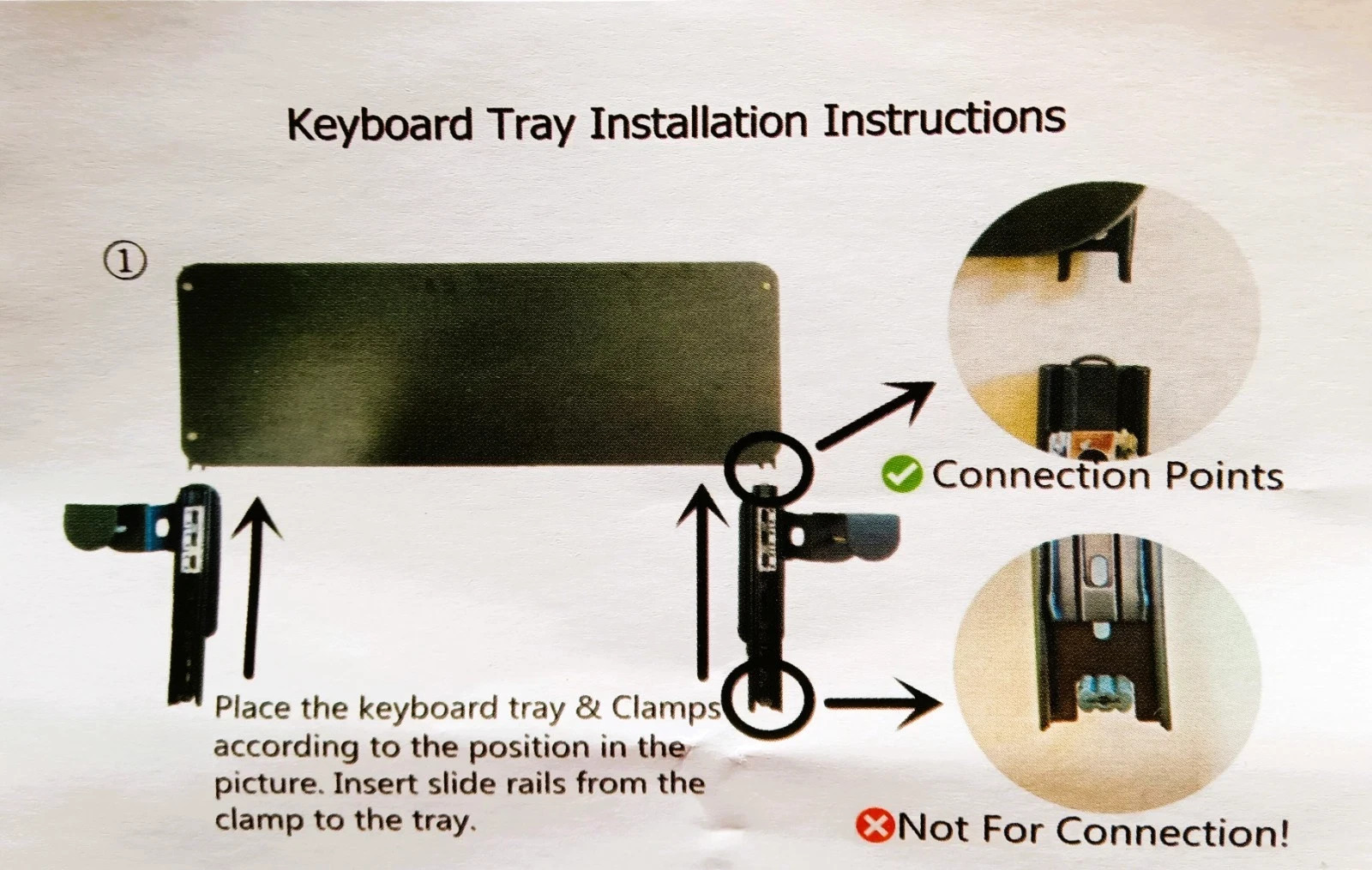 ACE Under Desk Keyboard and Mouse Pull Out Tray with C Clamps New