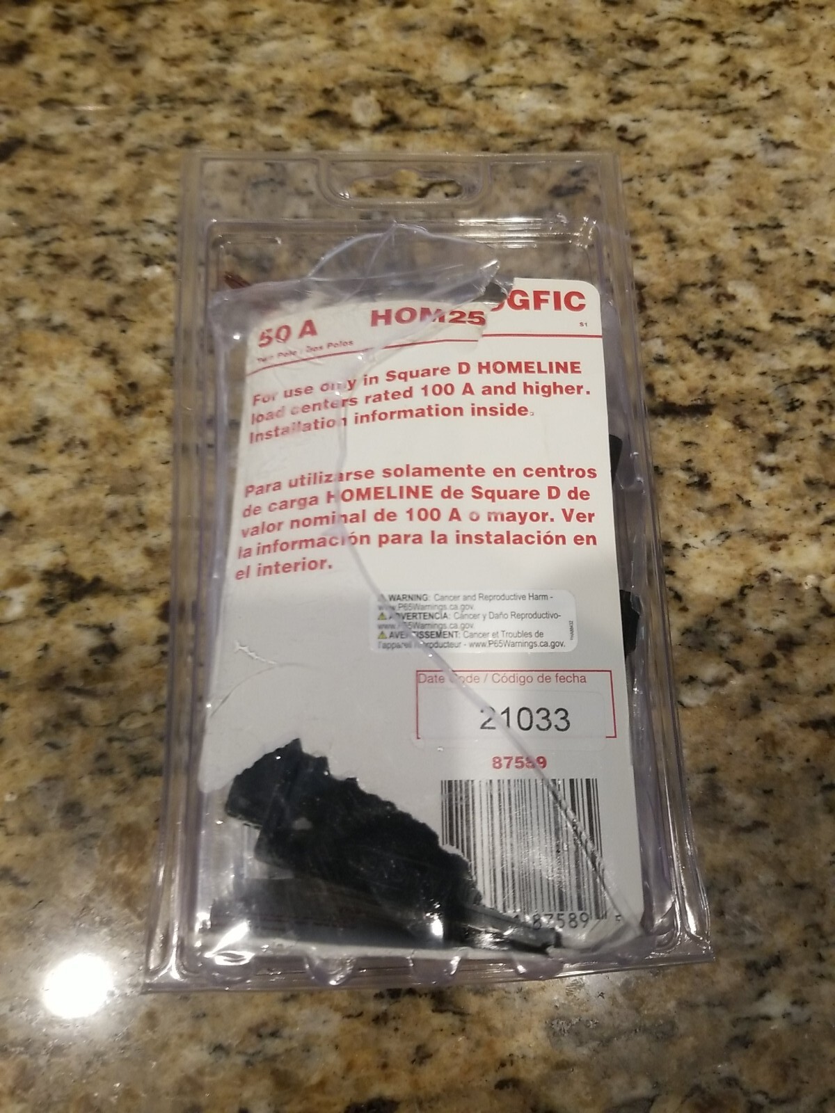 Square D Homeline HOM250GFIC 50A Two Pole Circuit Breaker & GFIC *OPEN-BOX/NEW*