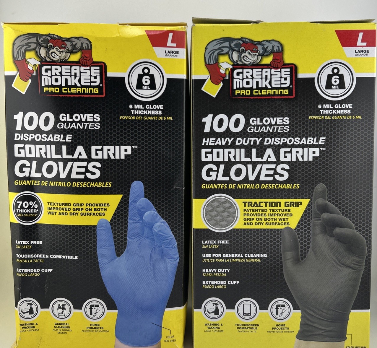 Grease Monkey Heavy Duty Disposable Nitrile Gloves, 100ct, 6Mil, Size Large Blue
