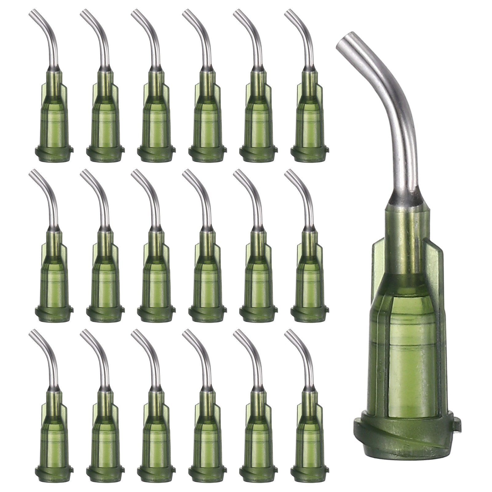 66Pcs 0.5Inch 14Ga 45° Angled Dispensing Needles, Dark Green