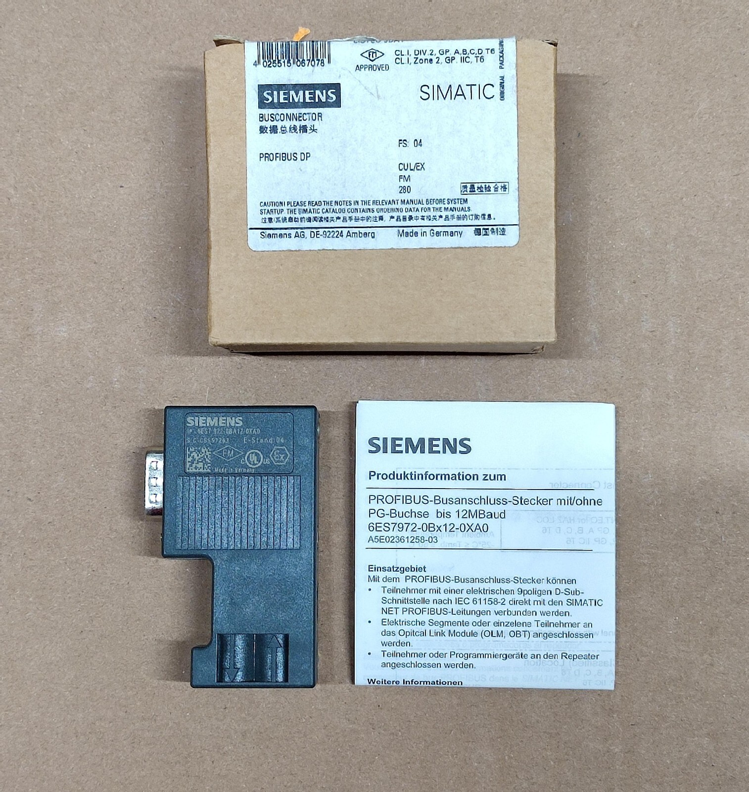 LOT OF 4 6ES7 972-0BA12-0XA0 SIEMENS PROFIBUS DP BUS CONNECTOR 6ES7972-0BA12-0X