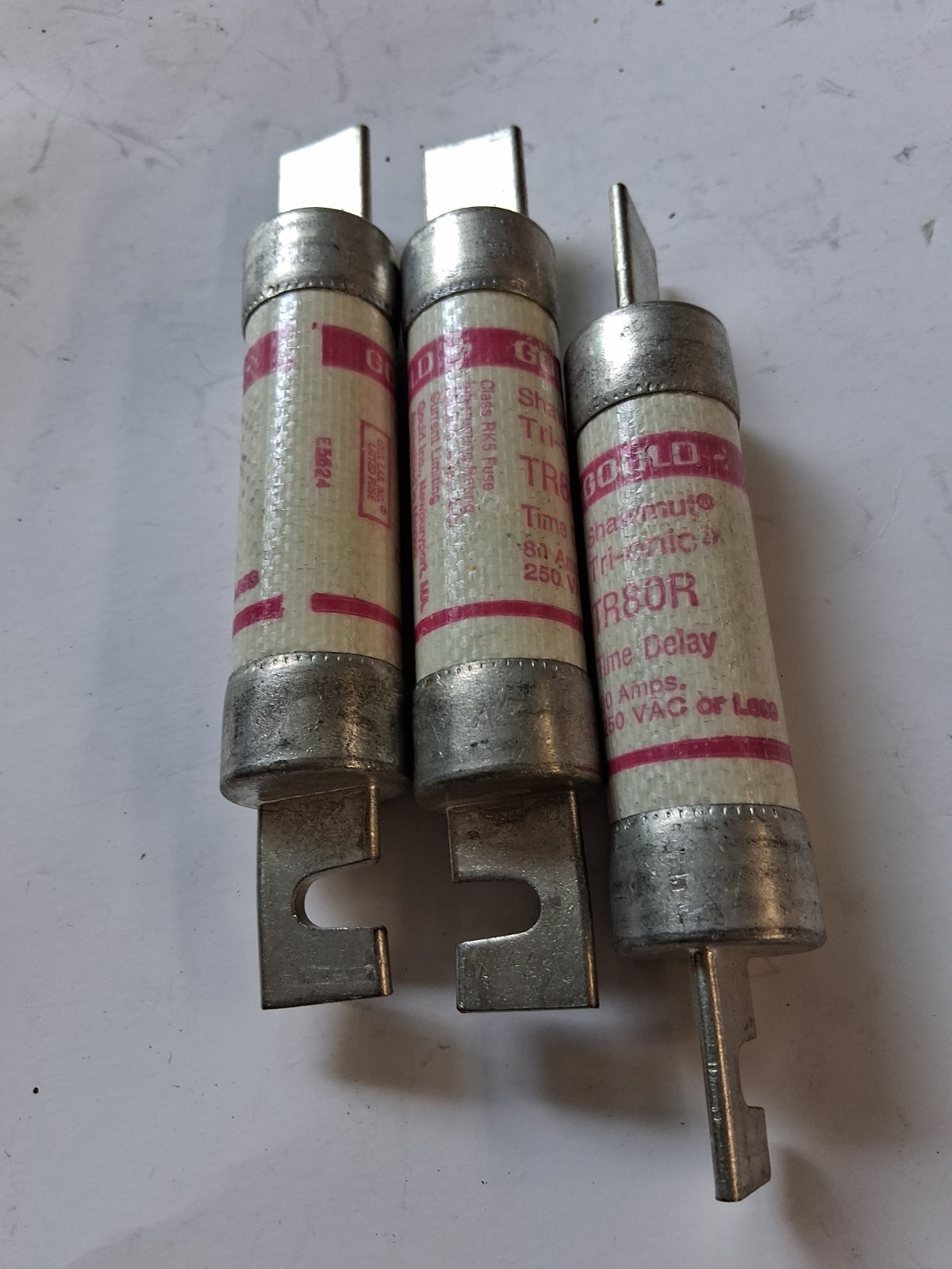 Lot Of 3 Ferraz Shawmut TR80R Time Delay 80 250V AC Fuse
