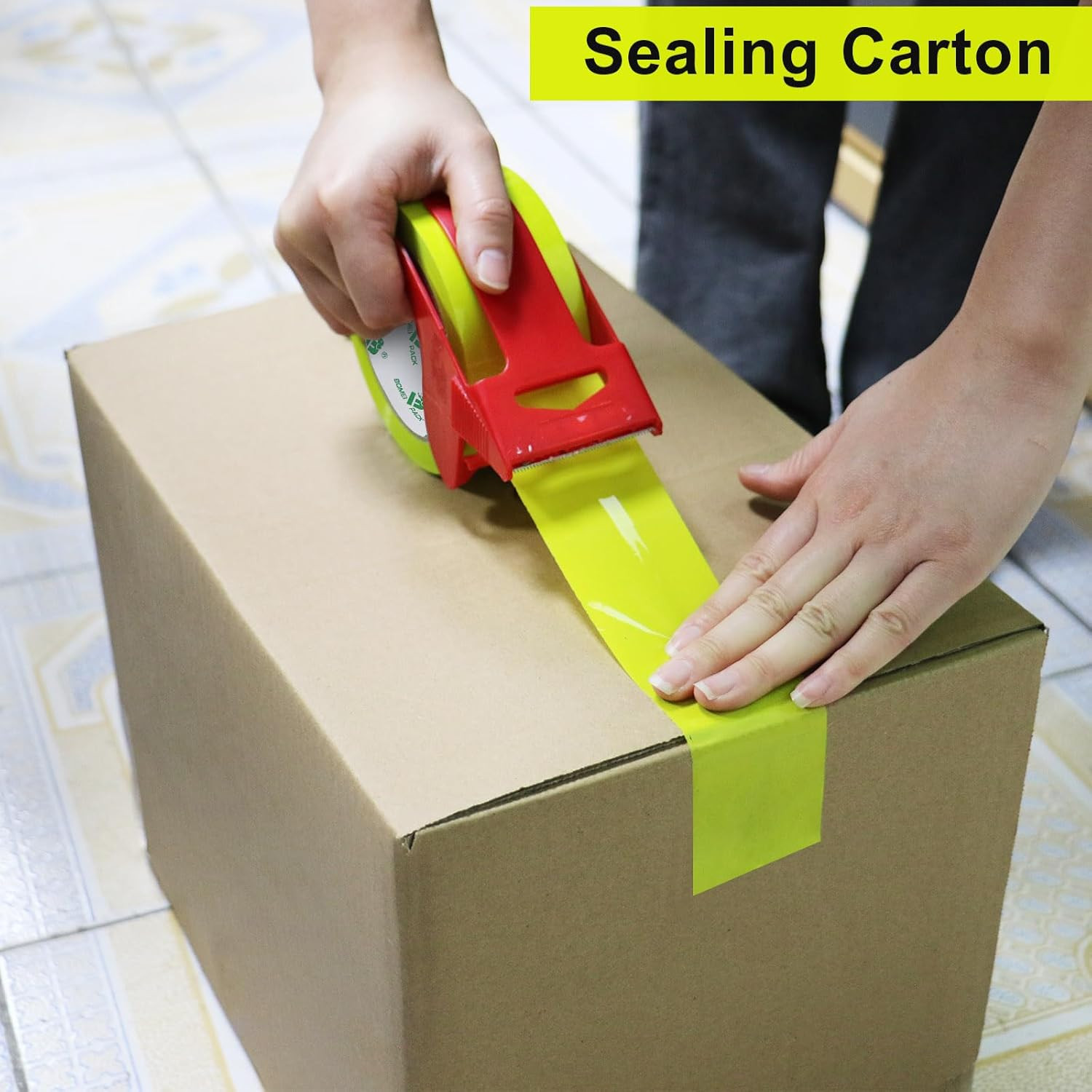 Light Yellow Heavy Duty Packing Tape 3 Rolls, 1.88 Inches Wide, 55Yds Length per