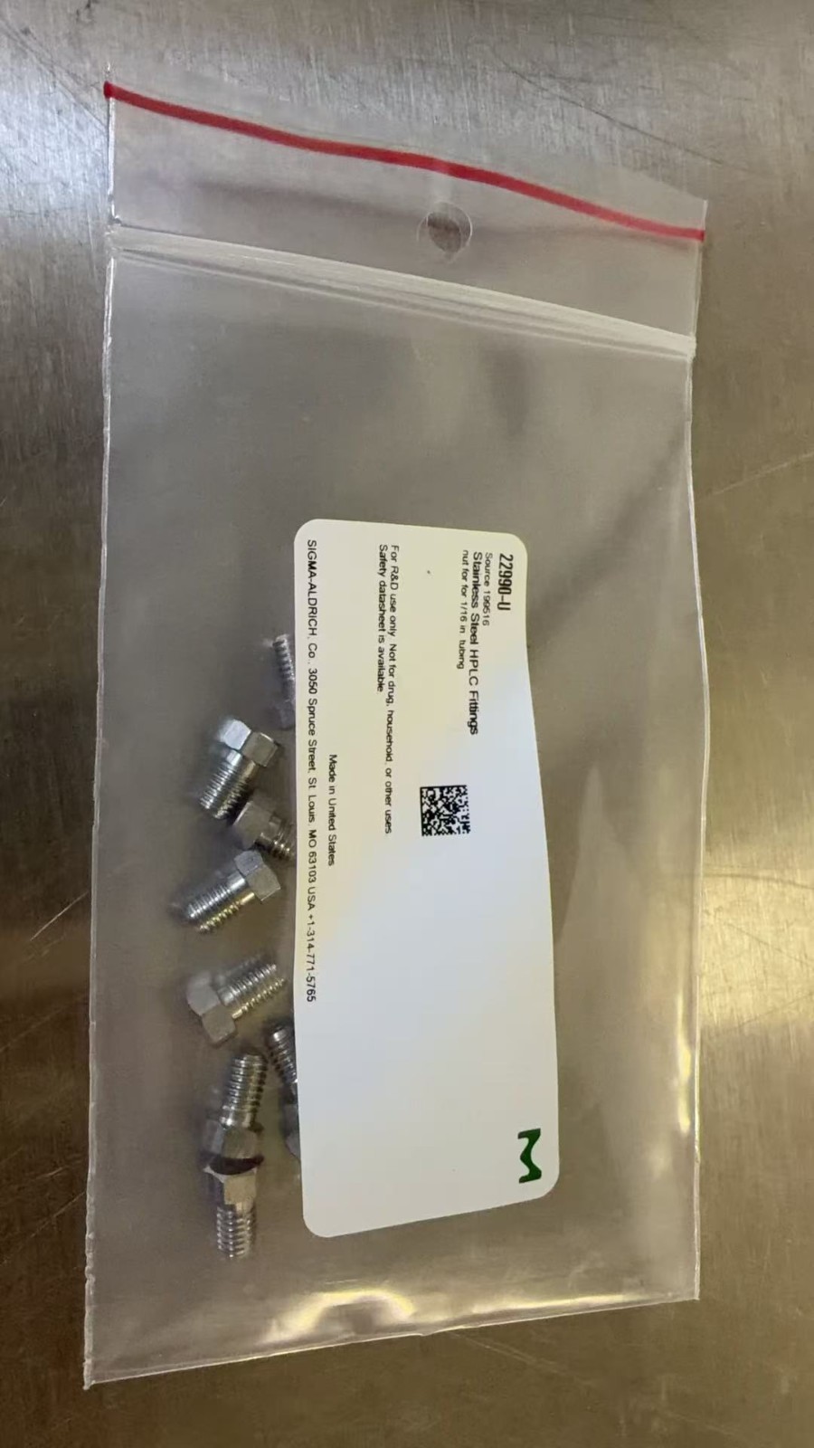 Supelco 22988 Stainless Steel HPLC Fittings ferrule, 1/16 in. tubing