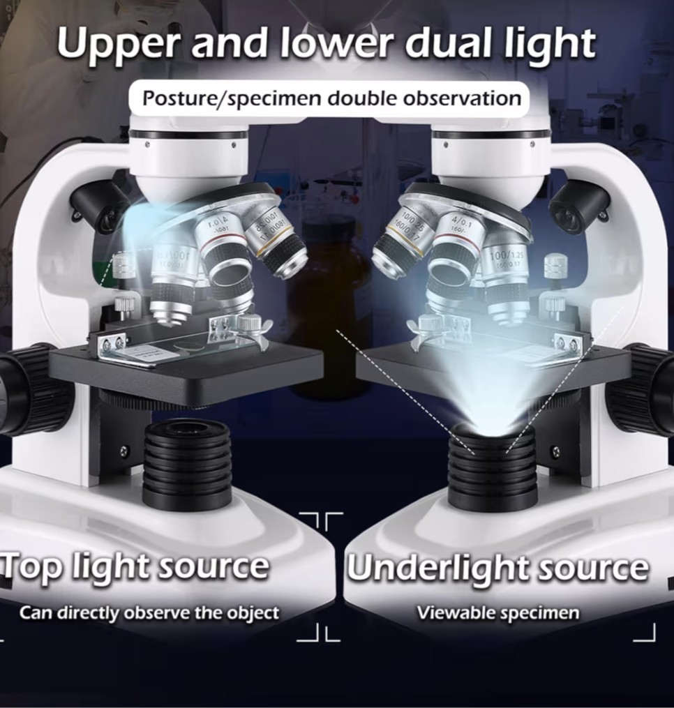 Compound Microscope, 40X-2500X, WF10x and WF25x Eyepieces, Dual Lighting & Mecha