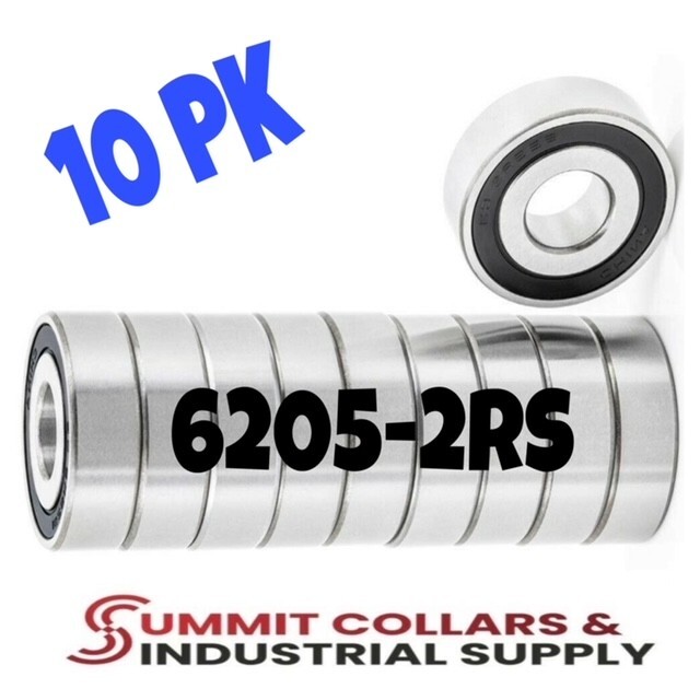 6205 2RS C3 EMQ Precision Rubber Sealed Bearing Ball Bearings 25x52x15 – 10 Pcs