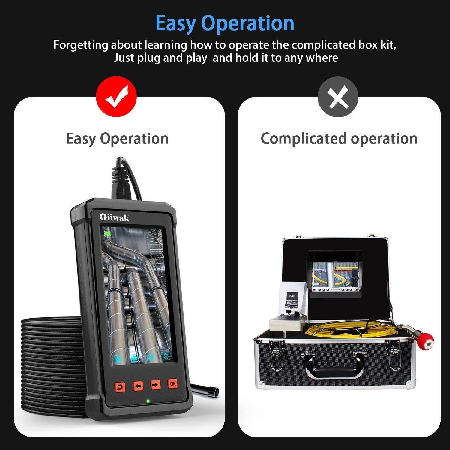 Industrial Endoscope Borescope Camera for Pipe Sewer Drain Plumbing Inspect 50FT