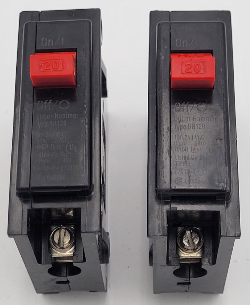 Cutler-Hammer BR120 20A 1-Pole Interchangeable Circuit Breaker USED (Choose Lot)