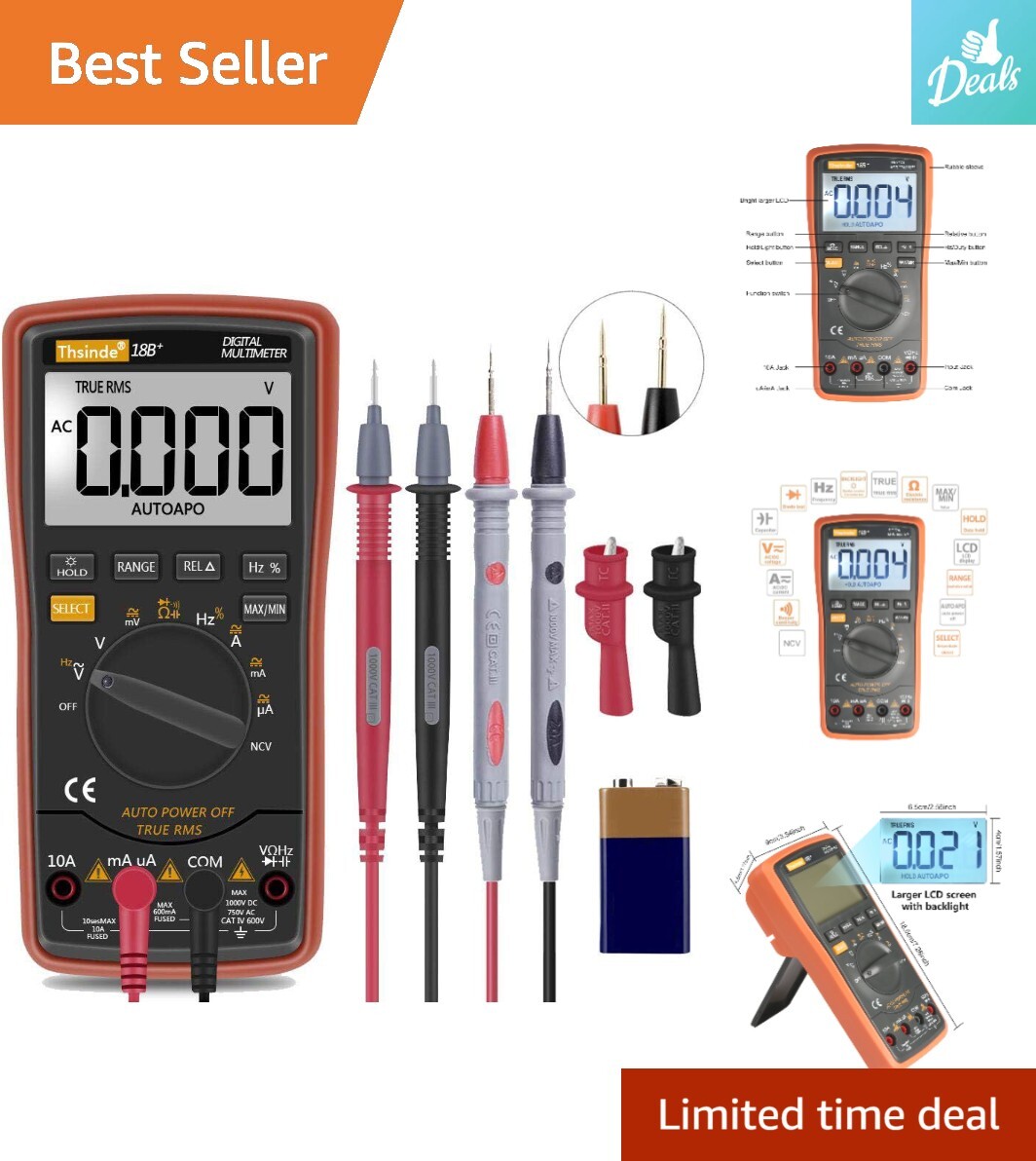 Auto Ranging Digital Multimeter – TRMS 6000 with Voltage Alert & Test Leads