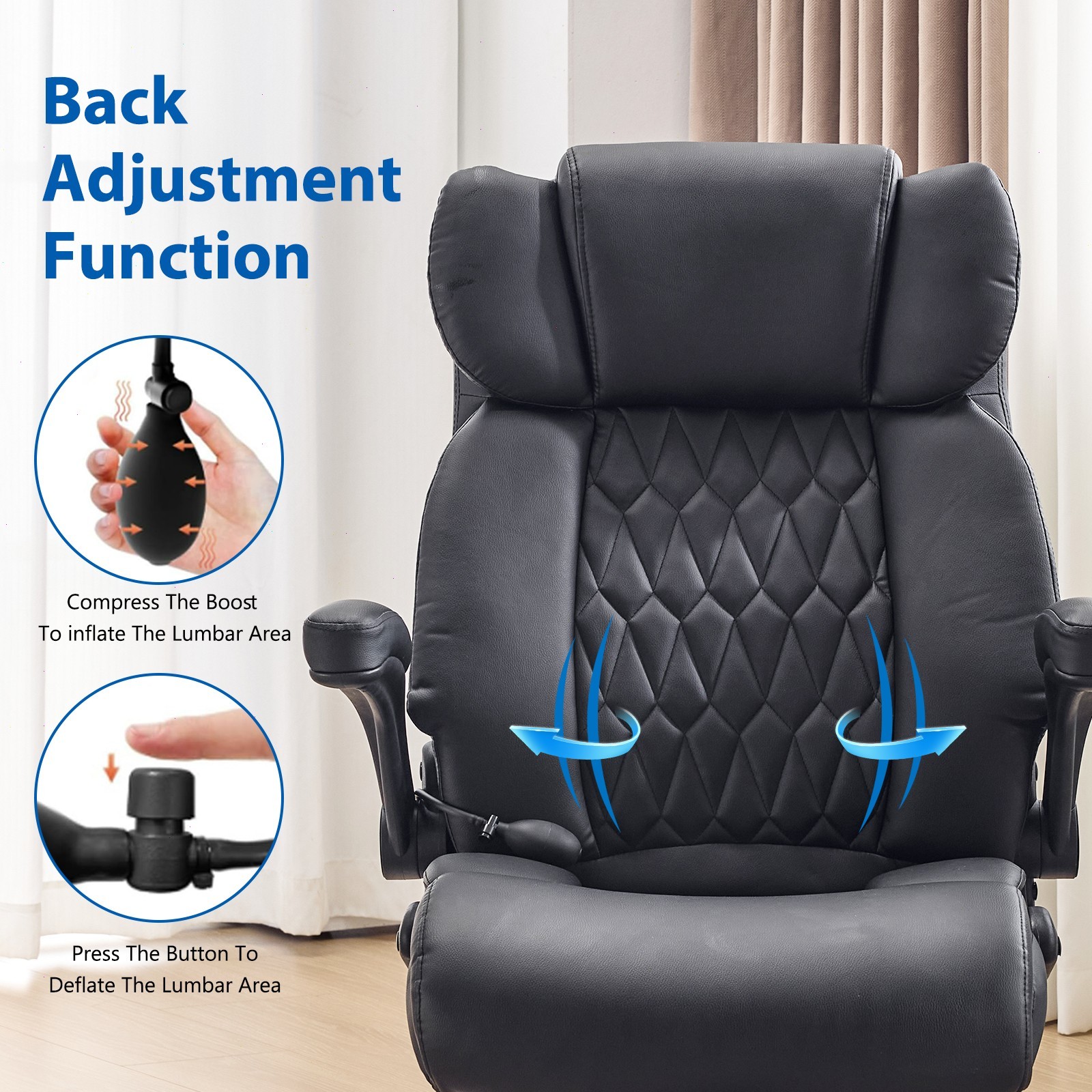 Heavy Duty Big and Tall Office Chair 500LBS Rubber Wheels for Home Office Black