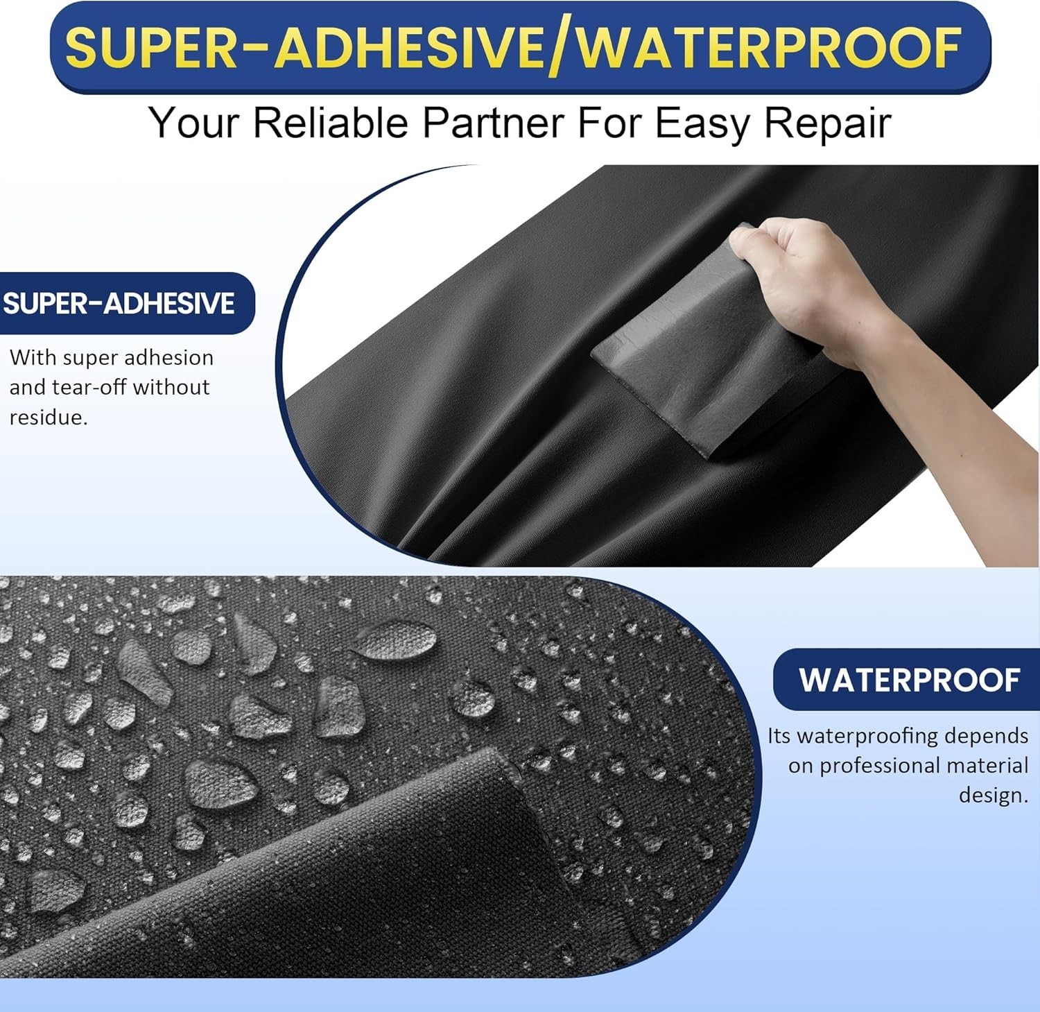 Self-Adhesive Canvas Repair Tape, 4″ x 79″ Waterproof Canvas Repair Patch, Fabri
