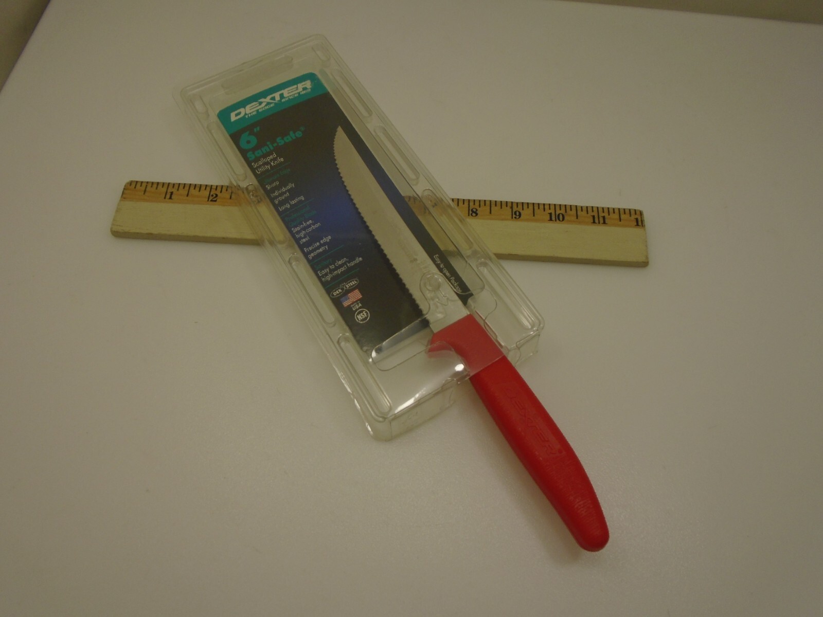Dexter USA 6inch Scalloped Serrated Edge Kitchen Utility Knife Red Handle S156SC