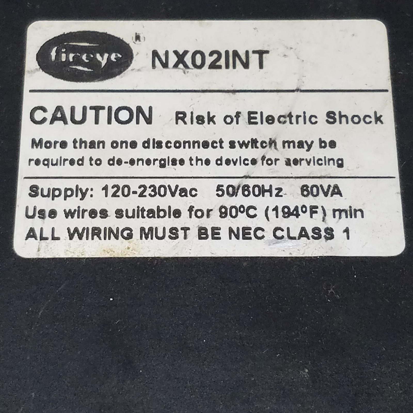 Fireye NX02INT Fire & Security Module, 120-230v, 50/60Hz, 60VA, For 90°C (194°F)