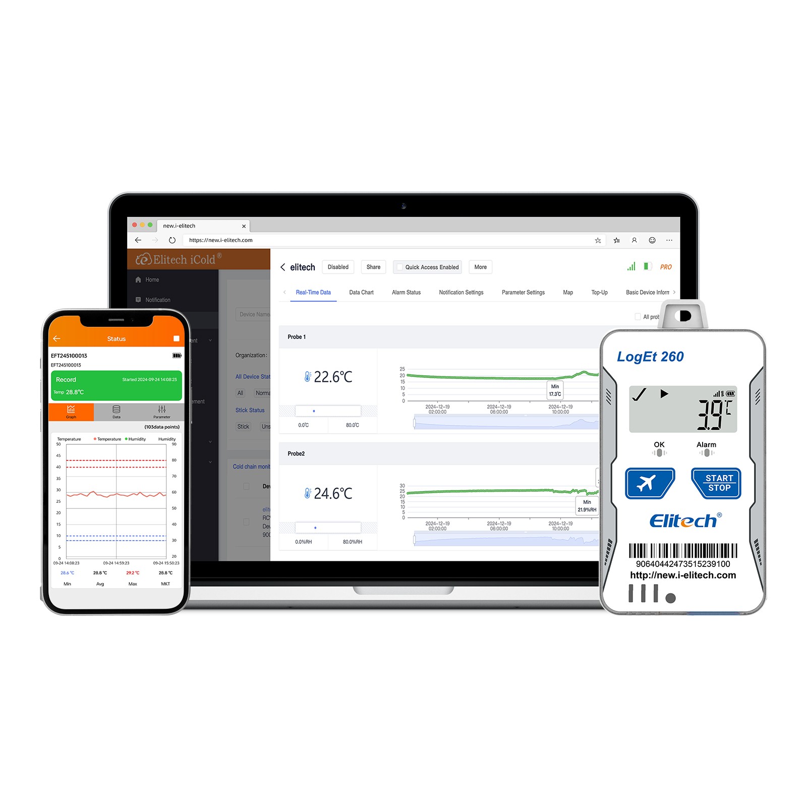 Elitech RCW-360 Plus WiFi Temperature Data Logger Internal Sensor Temp Recorder