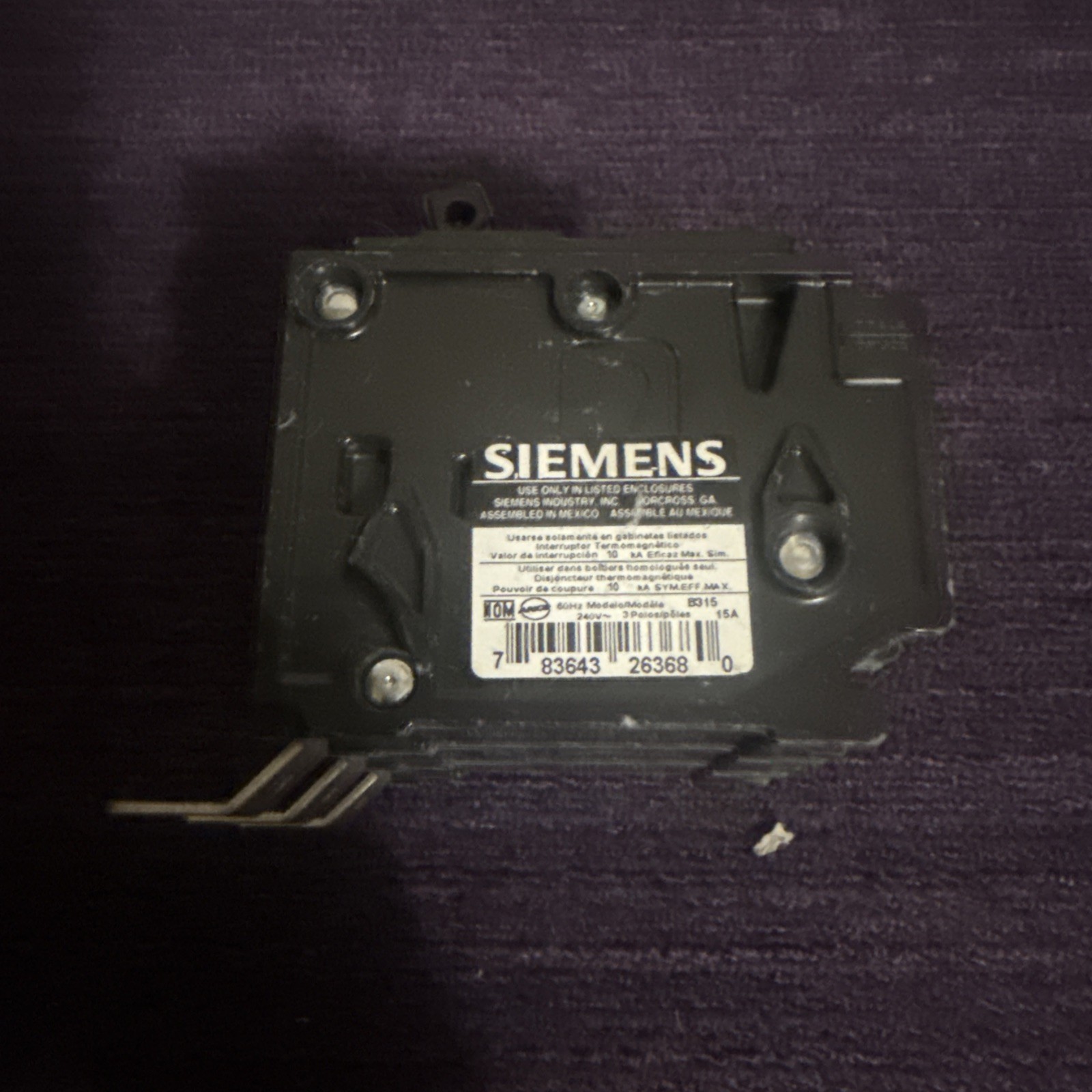 SIEMENS B315 Three Pole Bolt On Used Tested