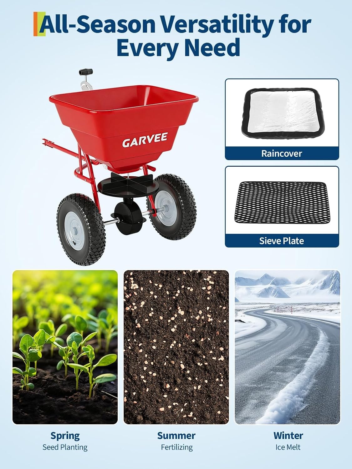 Tow Behind Broadcast Spreader 85lbs Lawn Garden ATV Spreader for Seed Fertilizer