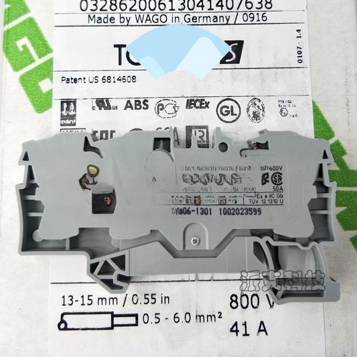 100pcs/box New 2006-1301 Self-locking rail-mounted 3-wire terminal