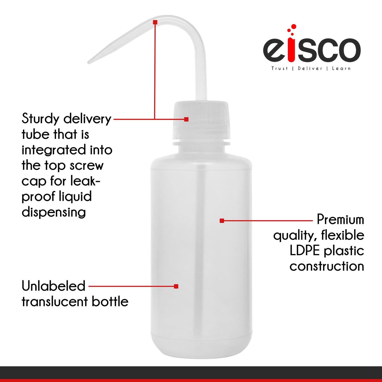 EISCO Wash Bottle, 125ml – Low Density Polyethylene – 4.2 Ounces, Translucent