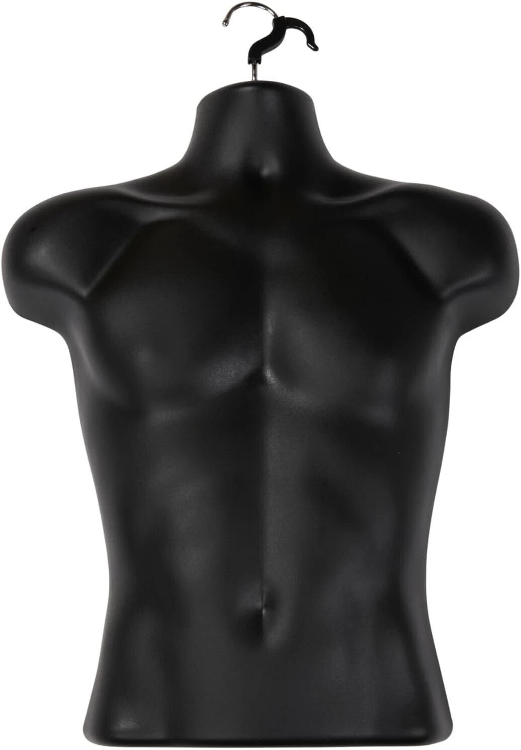 Black Molded Male Torso Mannequin Shirt Form Hanging Display Frosted S-L
