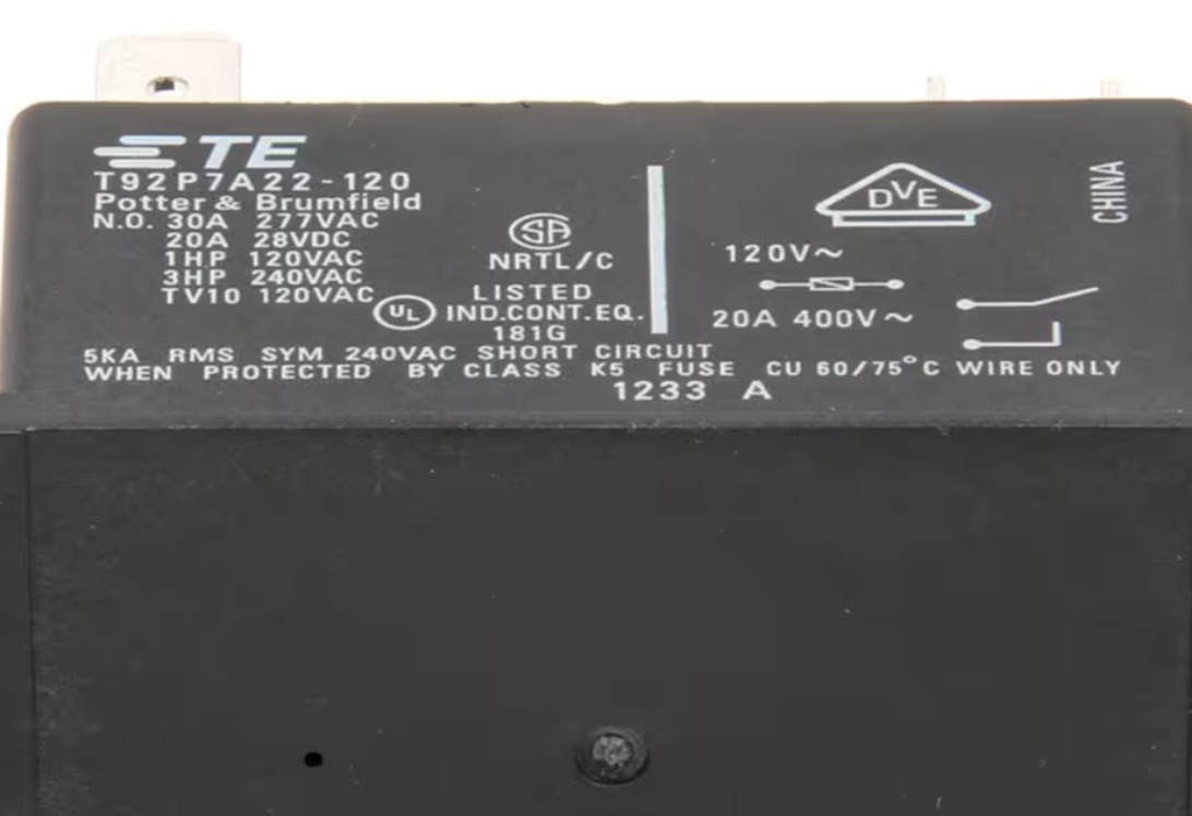 Hobart T92P7A22-120, 1233-A Relay 115V, 20A, 2 Pole, Slicer