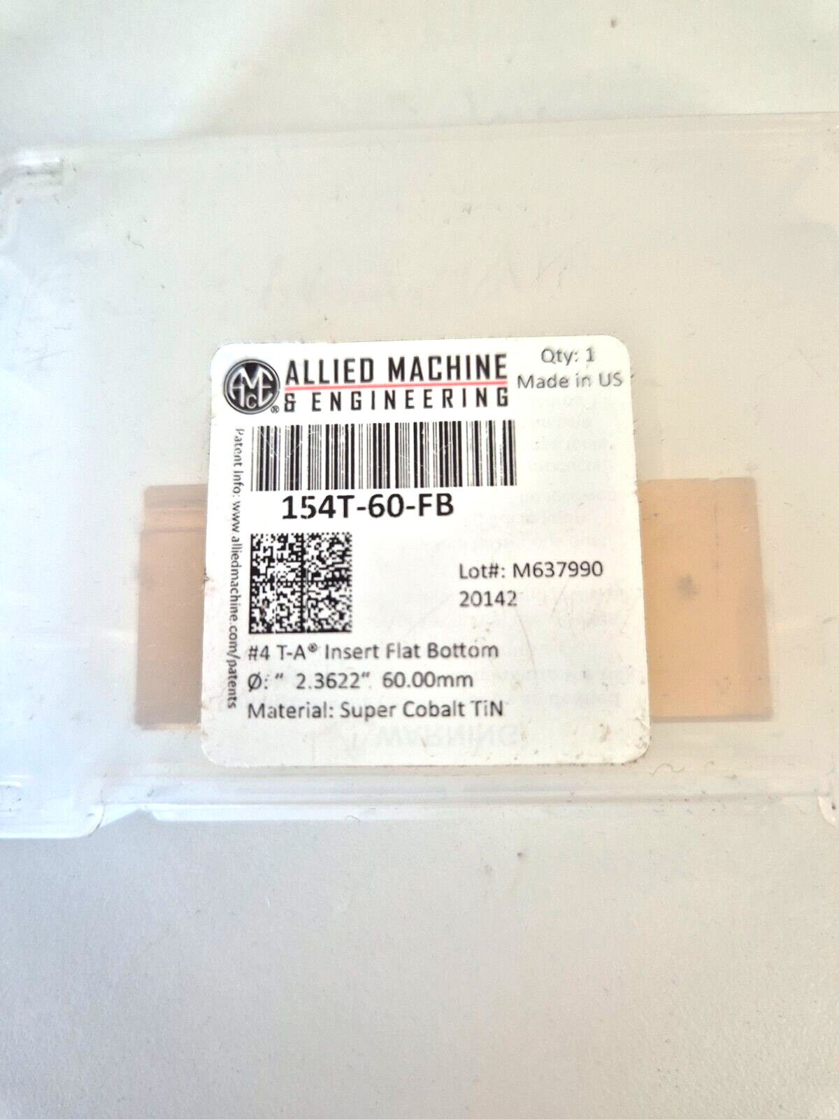 ALLIED MACHINE 154-60-FB Ø 2,3622 60.00mm Spade Drill Insert