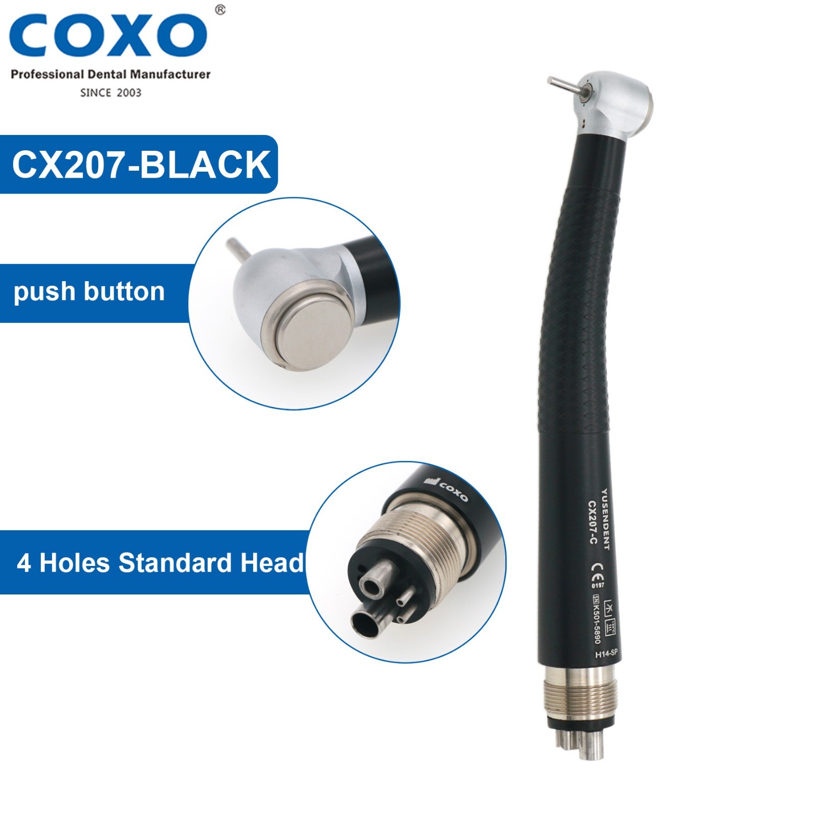 US COXO CX207-C High Speed Air Turbine Handpiece 4 Hole Colorful Anti-retraction