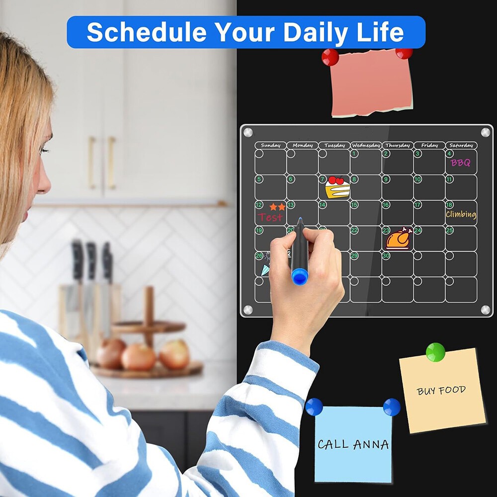 17×12 Fridge Acrylic Magnetic Calendars Dry Erase Month Week Daily Planner Board