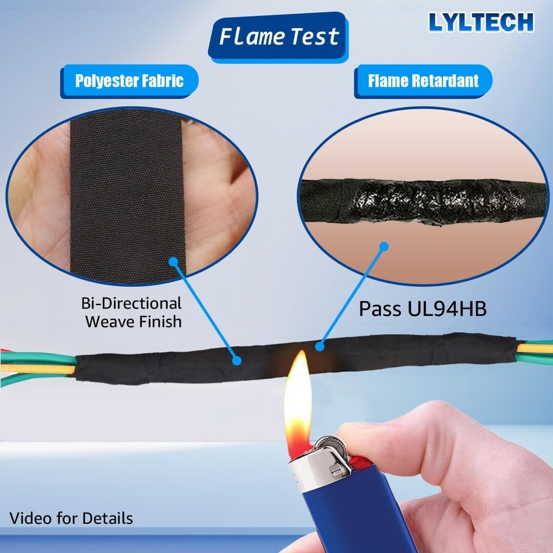 Wire Harness Tape 7 Rolls 257 FT Heat Resistant Flame Retardant Fabric
