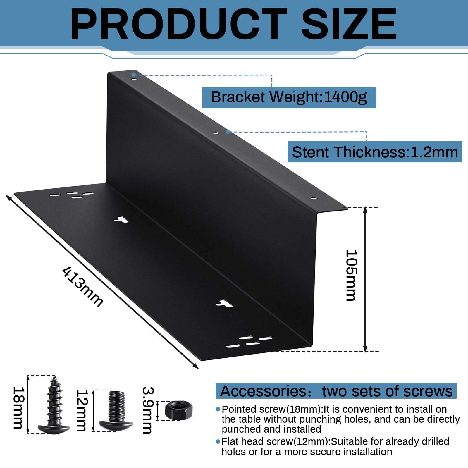 2 PCS 16.14″x3.94″x3.35″ Cash Drawer Under Counter Mount Bracket Heavy Steel