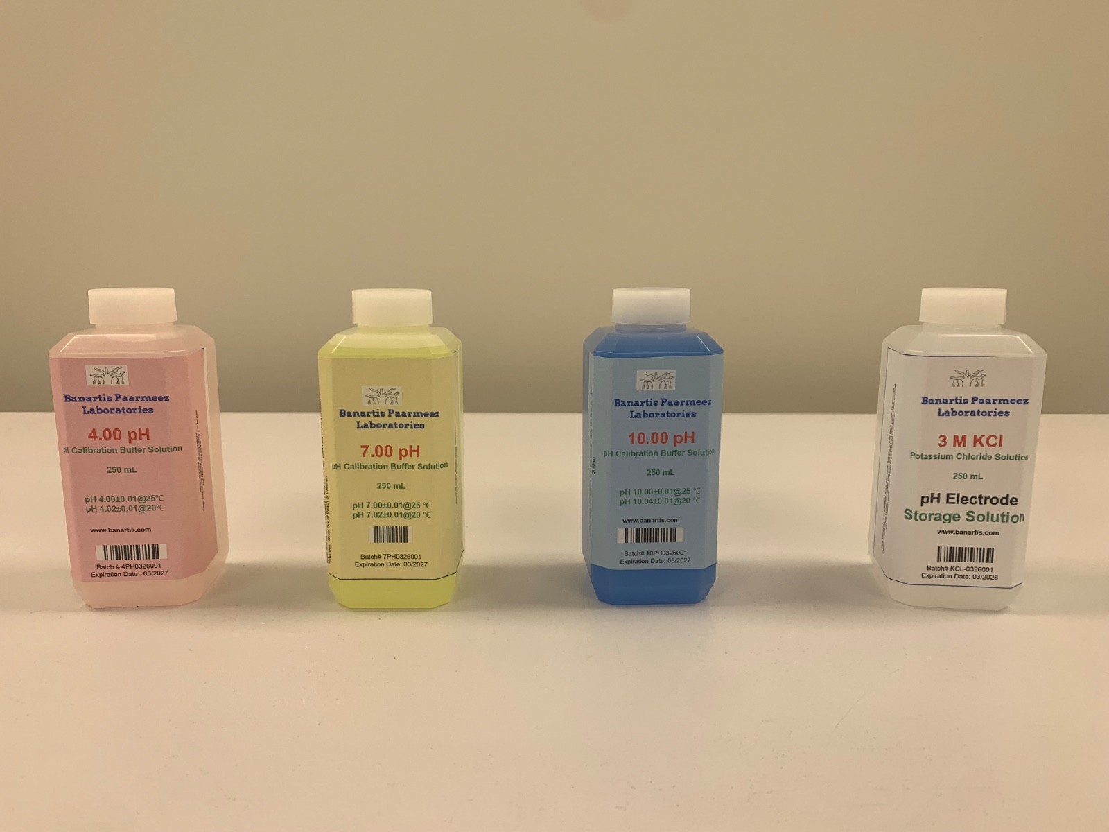pH Buffer Solution 250 mL pH 4, 7, 10 NIST Traced & Electrode Storage Soln.
