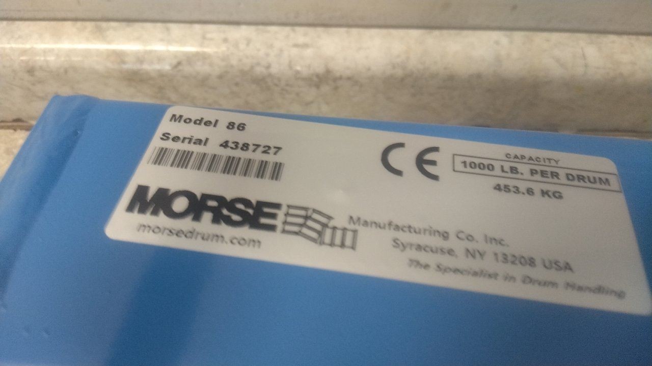 Morse 86 1,000 Lb Load Cap 55 Gal Drum Cap Carbon Steel Vertical Drum Lifter