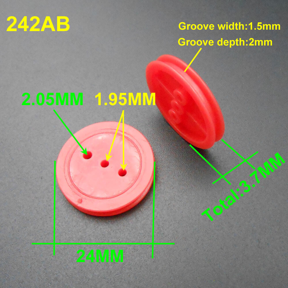 20Pcs X Plastic Pulley Model Motor Wheels 24MM Shaft Hole Bore 2MM 1.95MM 2.05MM