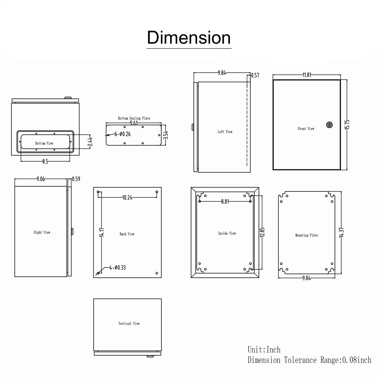 16x12x10 inch 304 Stainless Steel Electrical Enclosure, Wall – Mounted, IP66