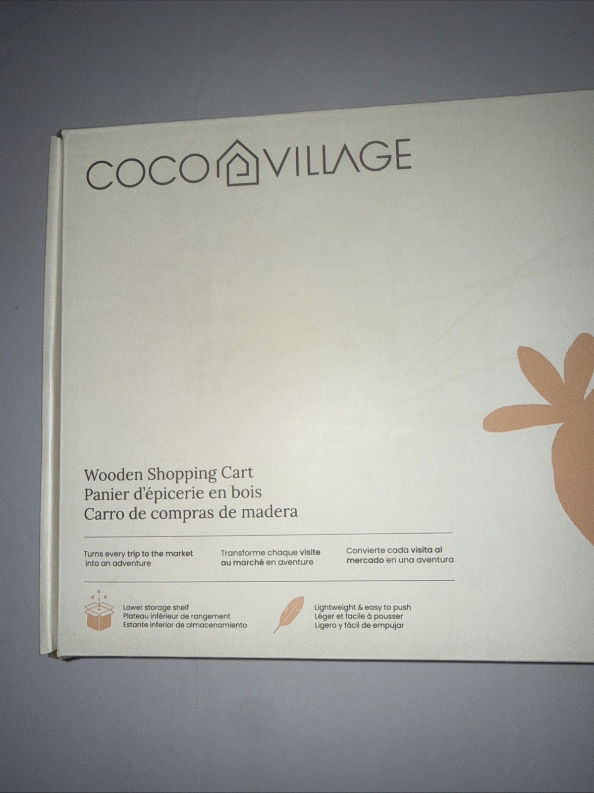 New Coco Village Wooden Shopping Cart 2+ Years Play Food Kitchen Play Hardwood