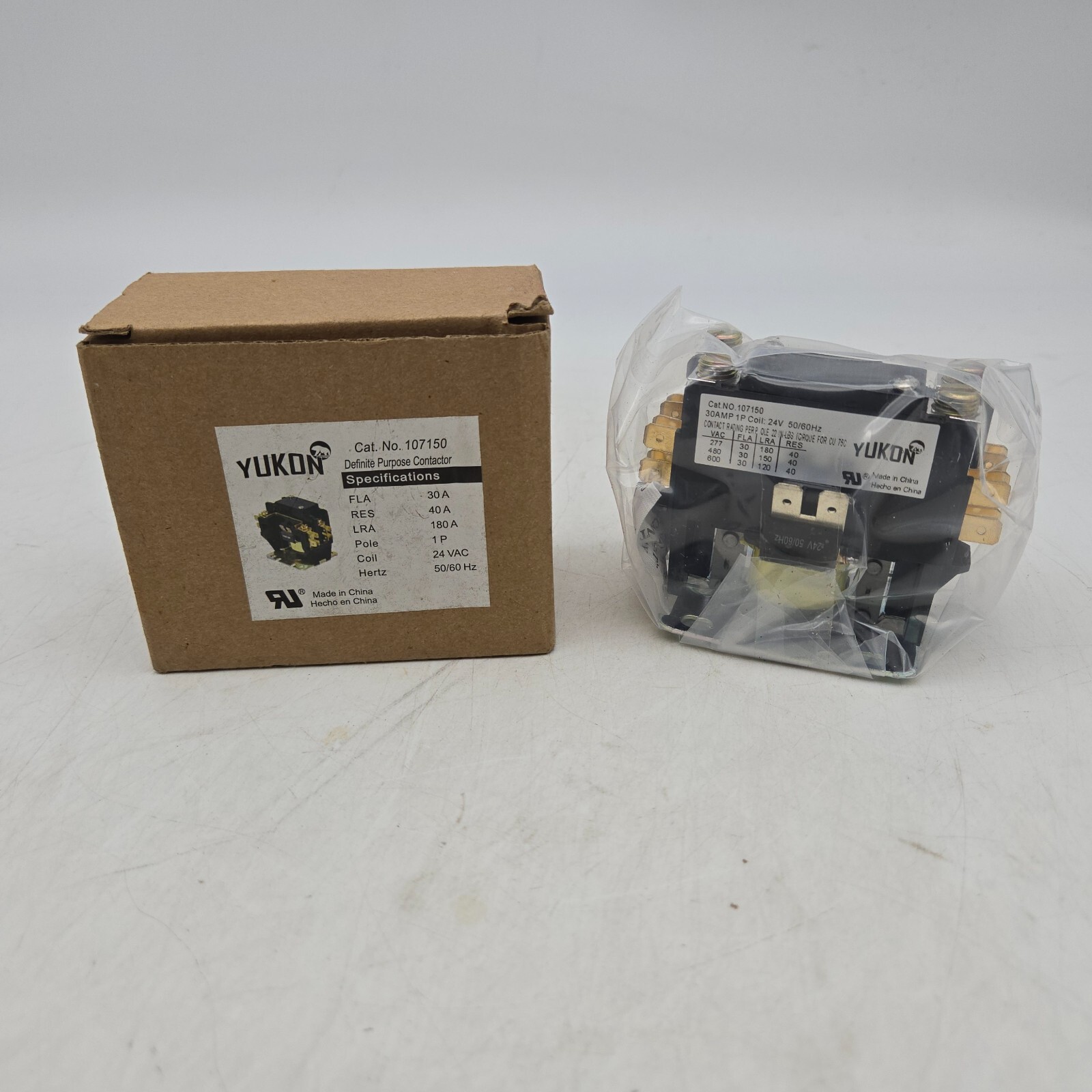 Yukon Definite Purpose Contactor No. 107150 40A 1 Pole 24 VAC