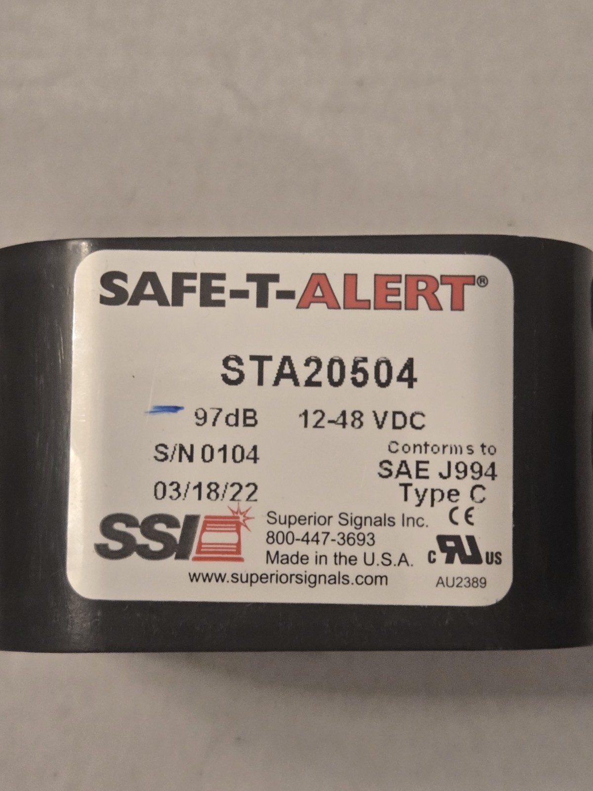 Safe T Alert STA20504 Backup Alarm 97db 12-48 V Forklift Travel Alarm 115565