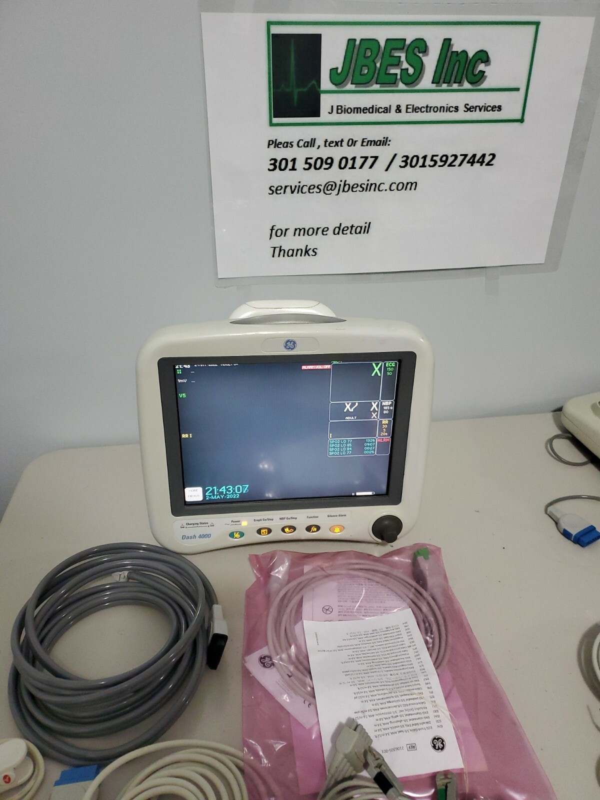 GE Dash 4000 Patient Monitor – 2 IBP, Eco2 enabled, Masimo , NellcoSPO2, Printer