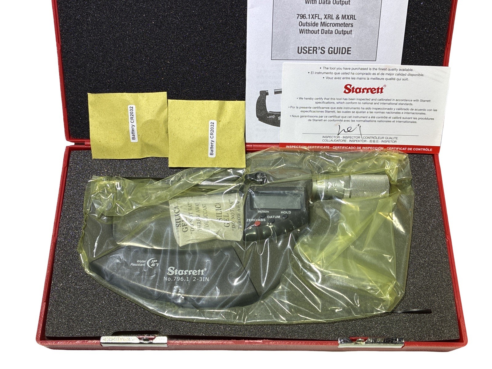 Starrett 2-3” Digital Micrometer 796.1XFL-3 IP67, RS232 Output, New