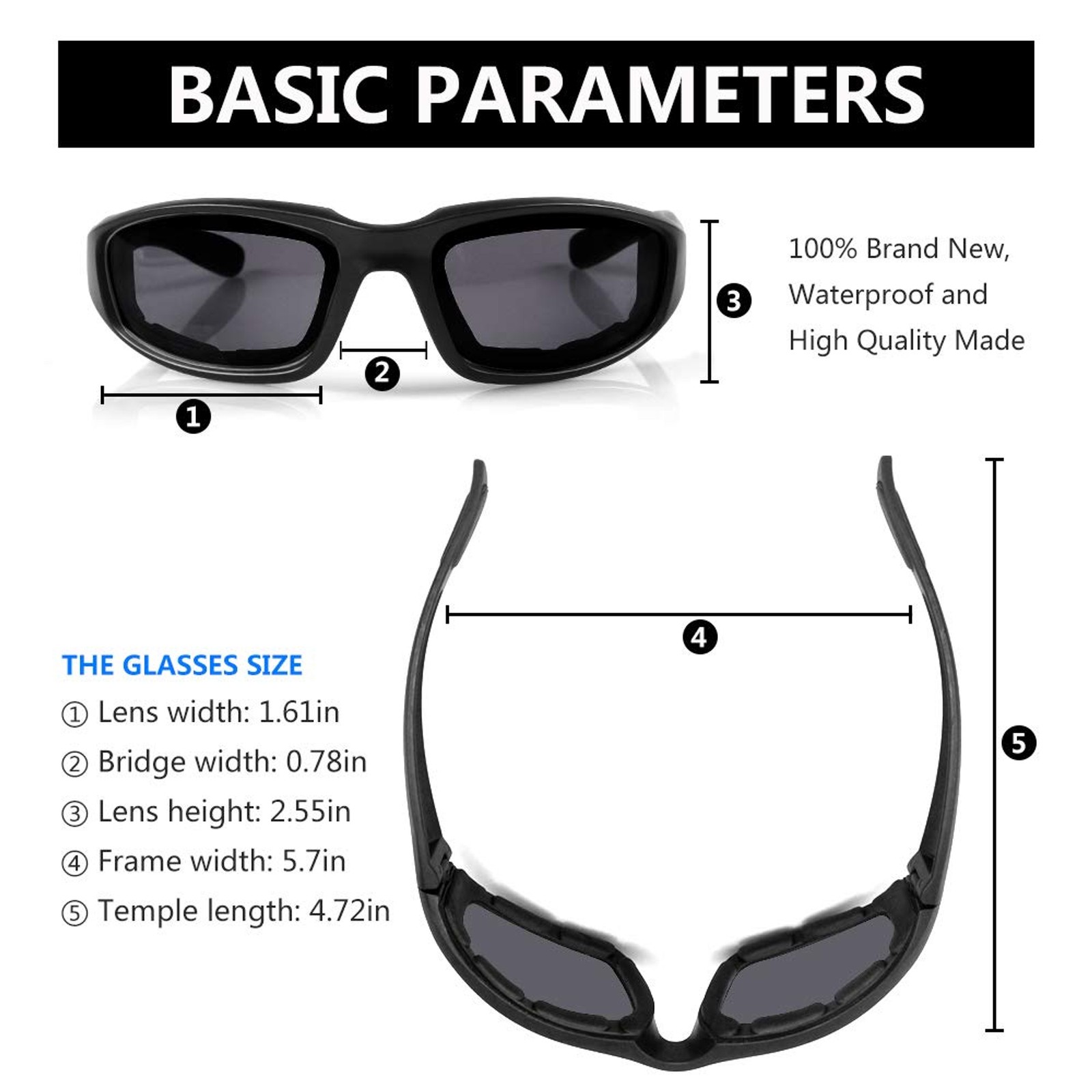 3 Pair Motorcycle Riding Glasses Padding Goggles UV Protection Dustproof Windpro