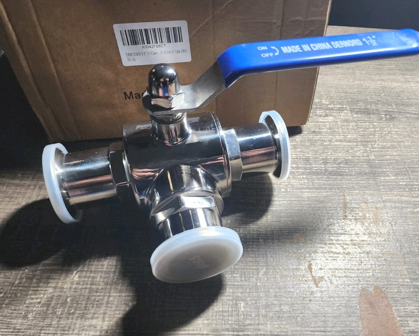 1.5″ Tri Clamp Sanitary Ball Valve, 3-Way Ball Valve T-Port Stainless Steel 304