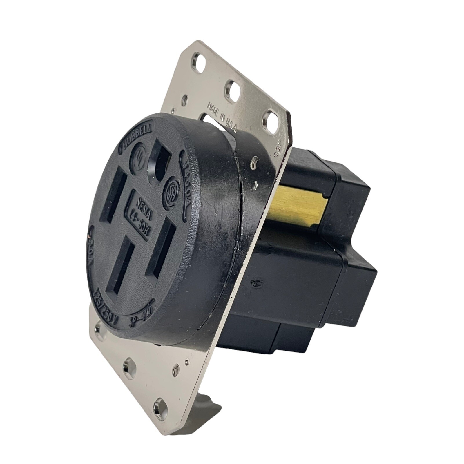 HBL9450A Hubbell Kellems Receptacle 3Pole 4-Wire Ground 50A 125/250V Flush Black