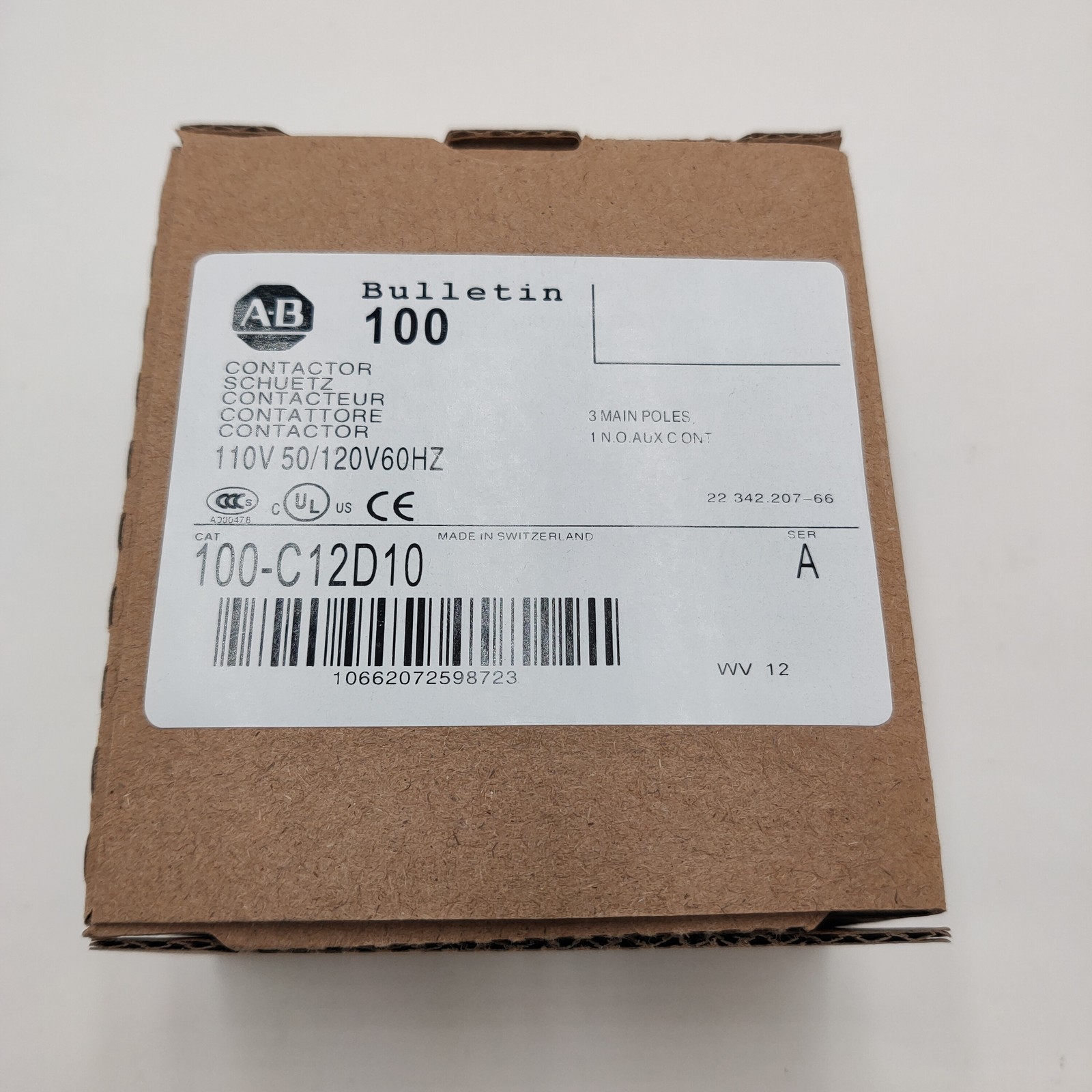 AB 100-C12D10 110/120V AC IEC 12A Contactor AB 100C12D10 NEW 2023